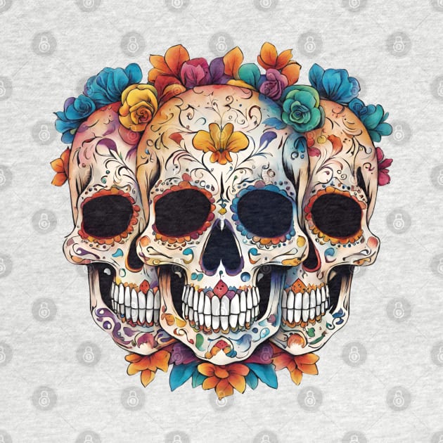 Floral Sugar Skulls With Roses by SOS@ddicted
